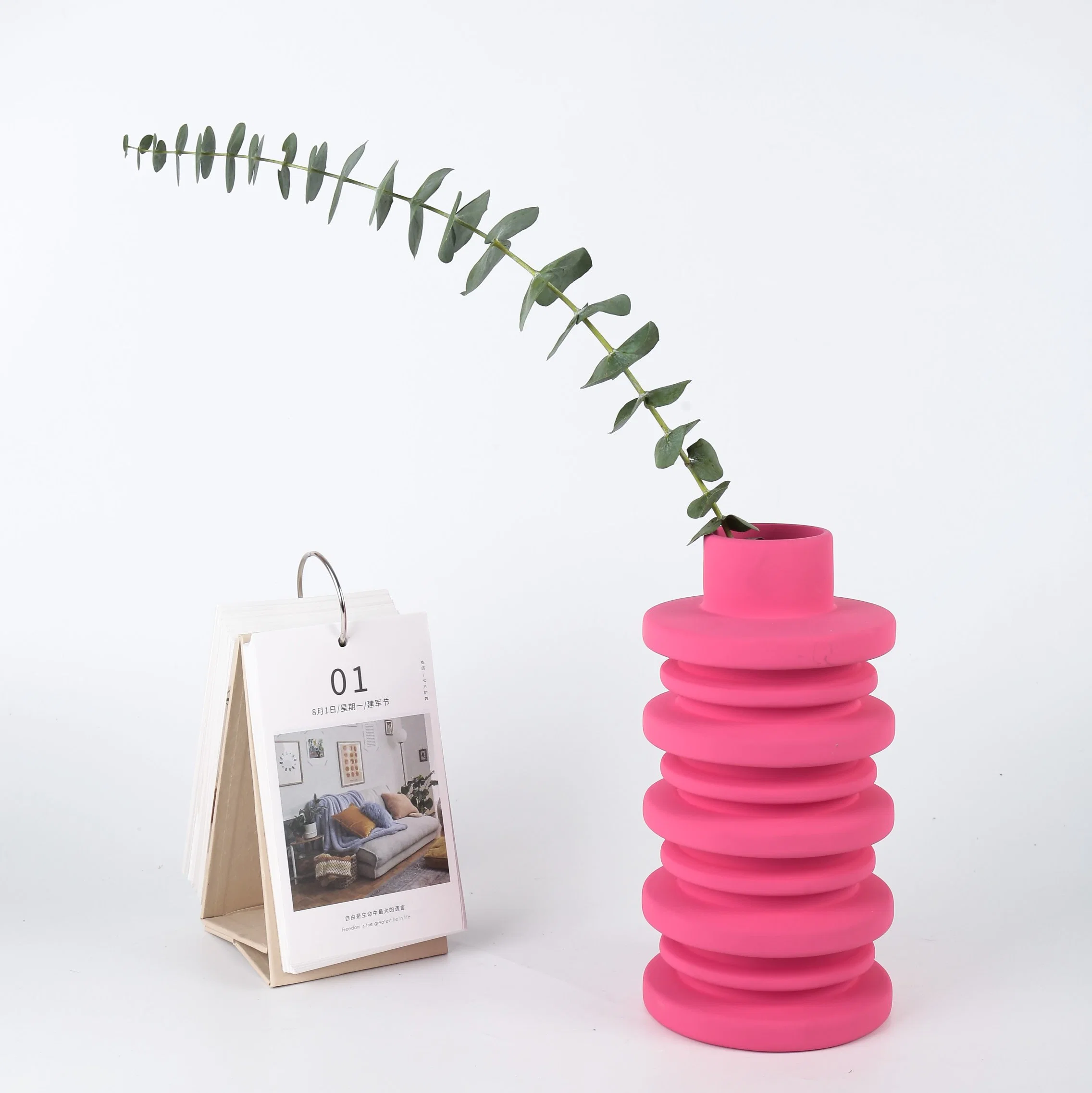 Ins Home Decor Creative Matte Pink Art Design Ceramic Flower Vases for Gift