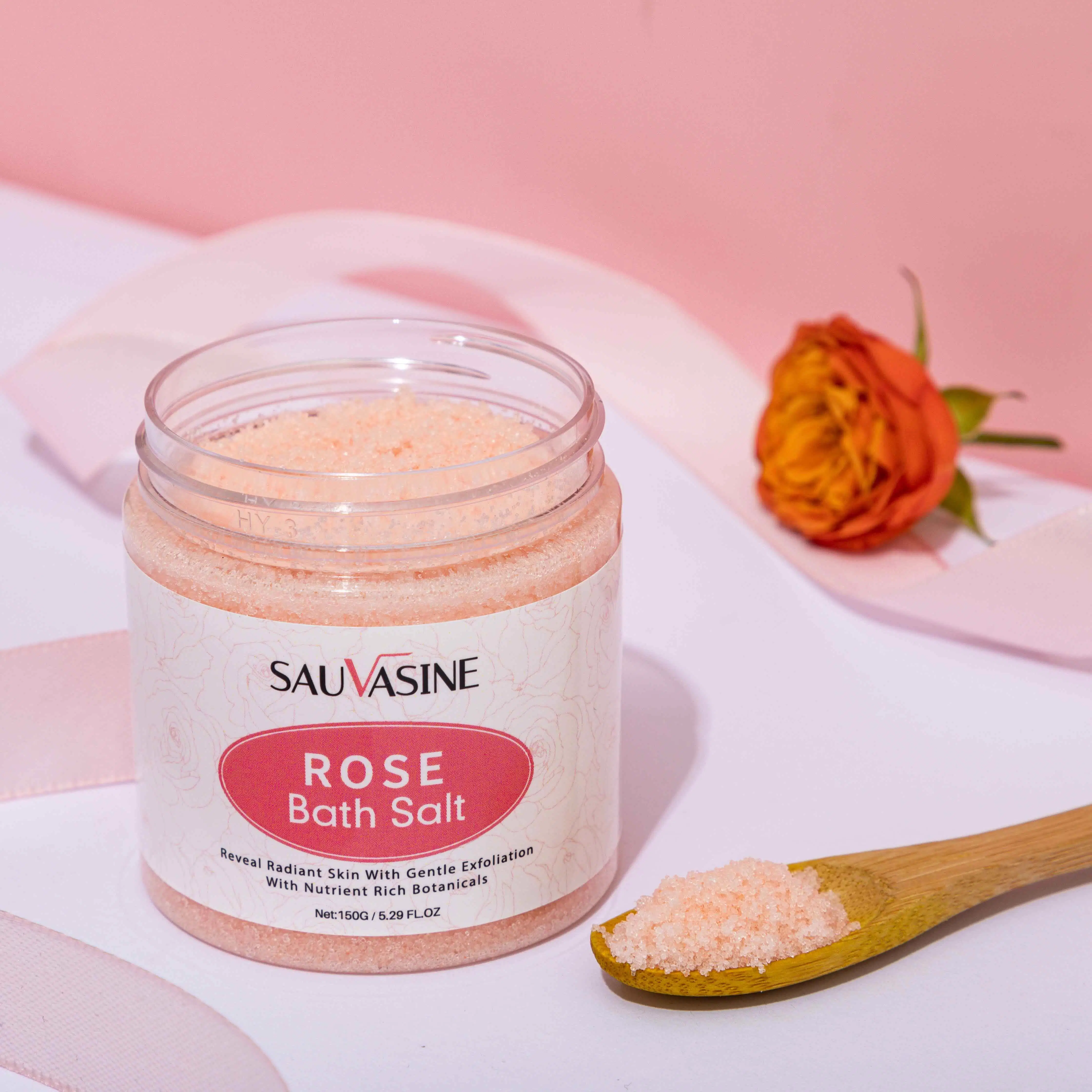 Gommage au sel pour bain de rose en cristal de Detox de la mer Morte de l'Himalaya