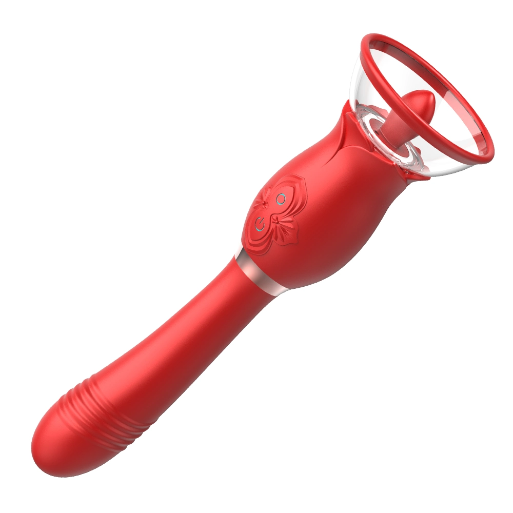 Top fábrica al por mayor Rosa Roja chupar de Juguetes Vibrador chupar clítono Vibrador Rose Licking Vibrador Massager