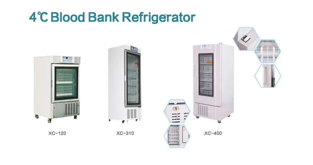 مزادات بحجم صغير 4 درجات، ثلاجة صغيرة، ثلاجة مستشفى/مختبر/بنك دم بيوميدical Bank ثلاجة لتخزين كيس الدم (XC-120)