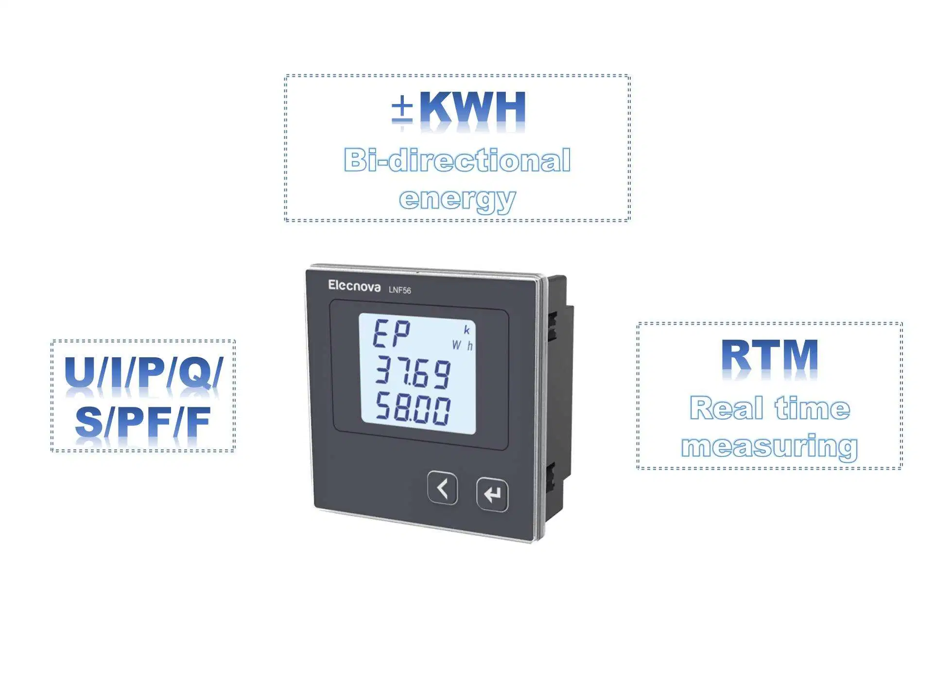 96*96mm montado en panel de Corriente Monofásica de medidor de potencia digital