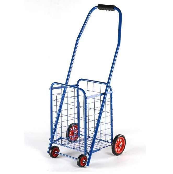 Supermarket Iron Tube Collapsible Folding Shopping Crate Trolley Mini Portable Carts