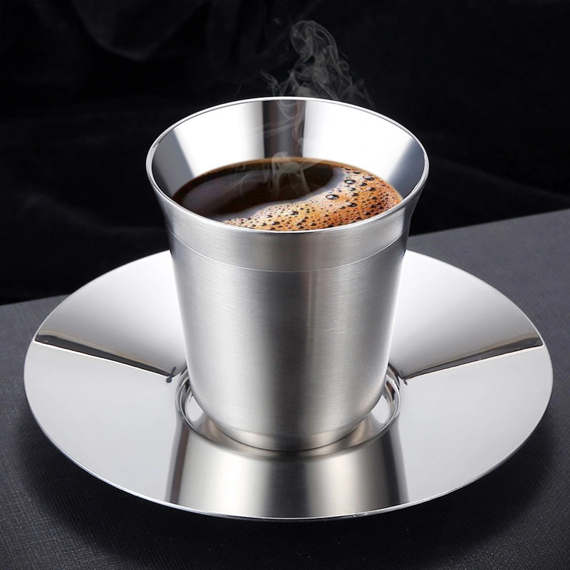 Double Wall Tea Cup Italian Stainless Steel Coffee Cup Set