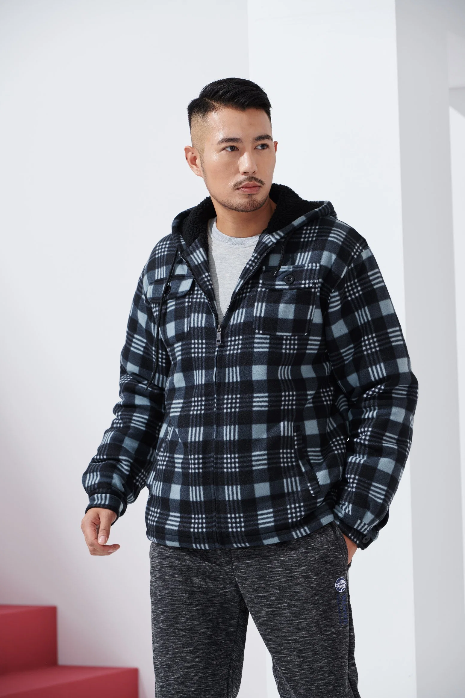 100% Polyester OEM Custom Fleece Hoodie Men Winter Sportswear Jacket
