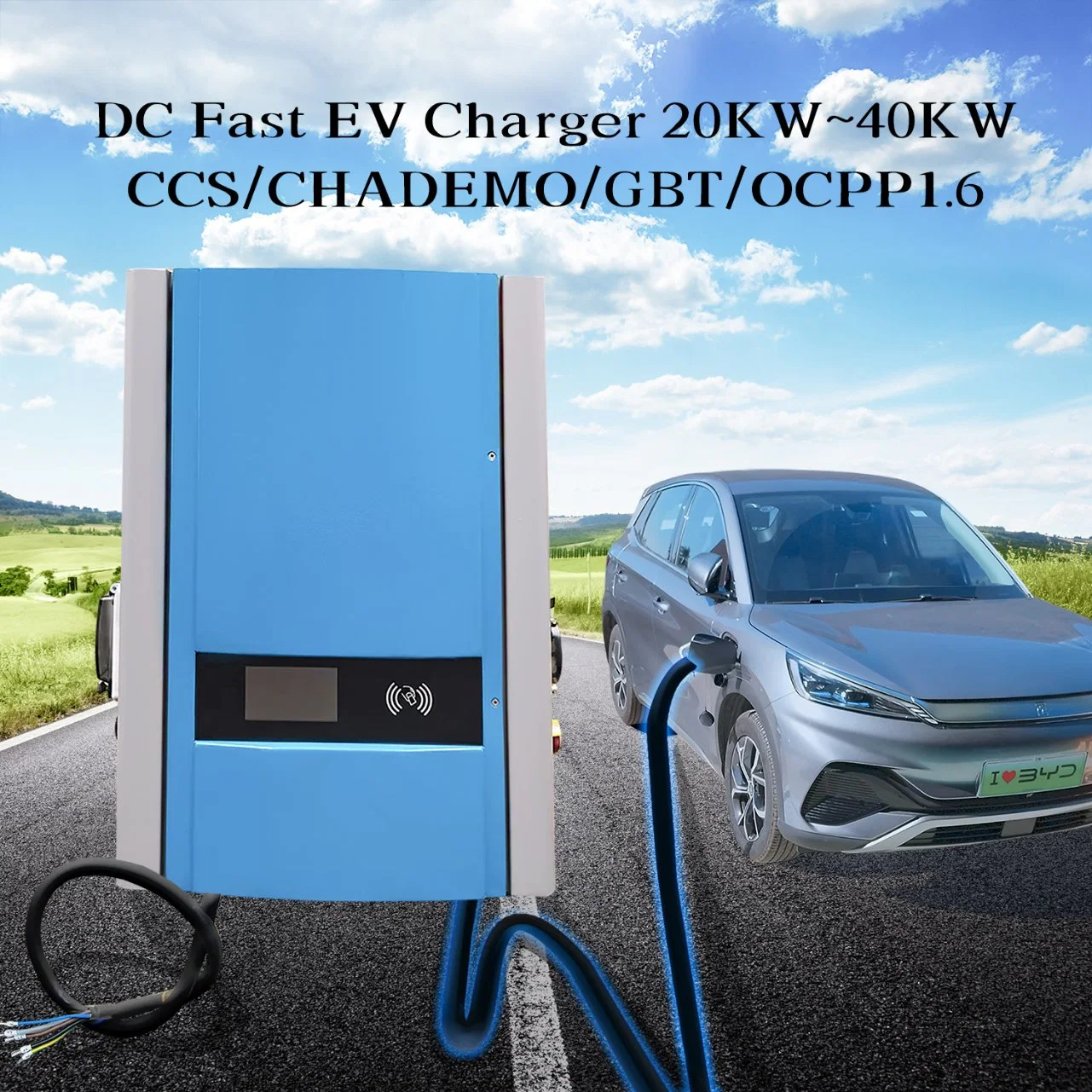 Carregador de parede de 30 kw para EV, DC Fast CHAdeMO CCS com RFID Sistema de cobrança