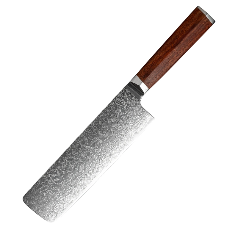 Dsk-B006 Lame en acier Damas couteau de cuisine de la poignée en bois de rose Cleaver couteau de boucher