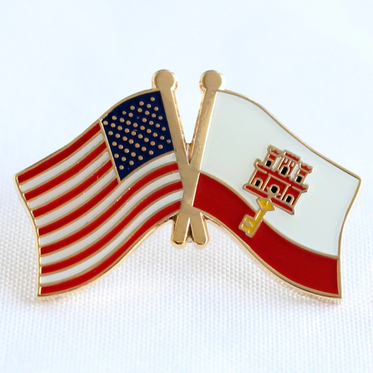 New Design Custom Metal Brass Gold Plated Color Filled World Country Flag Lapel Pins