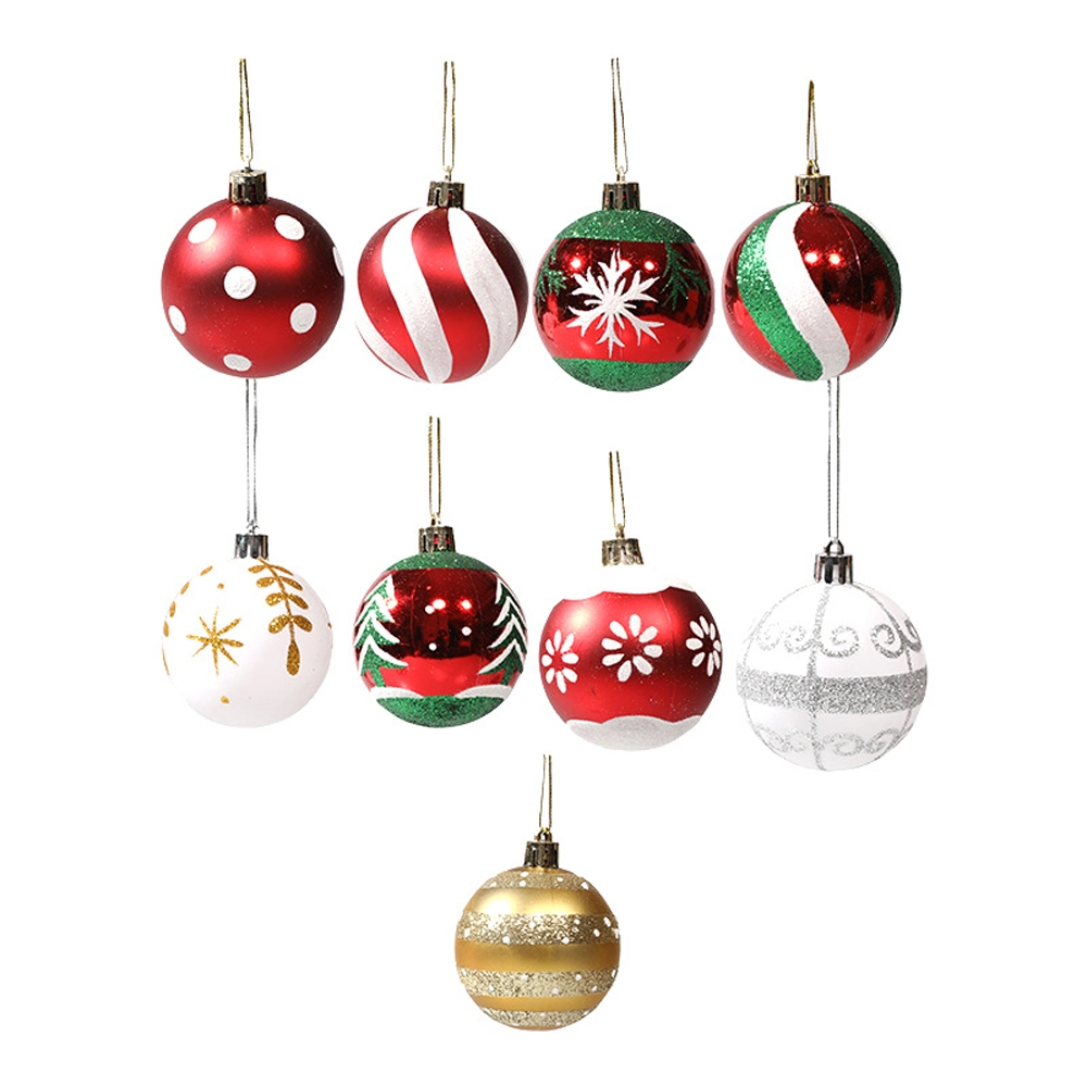 6cm Painted Plastic Glitter Christmas Ball Decoration Christmas Tree Ornaments Hand-Painted Christmas Ball