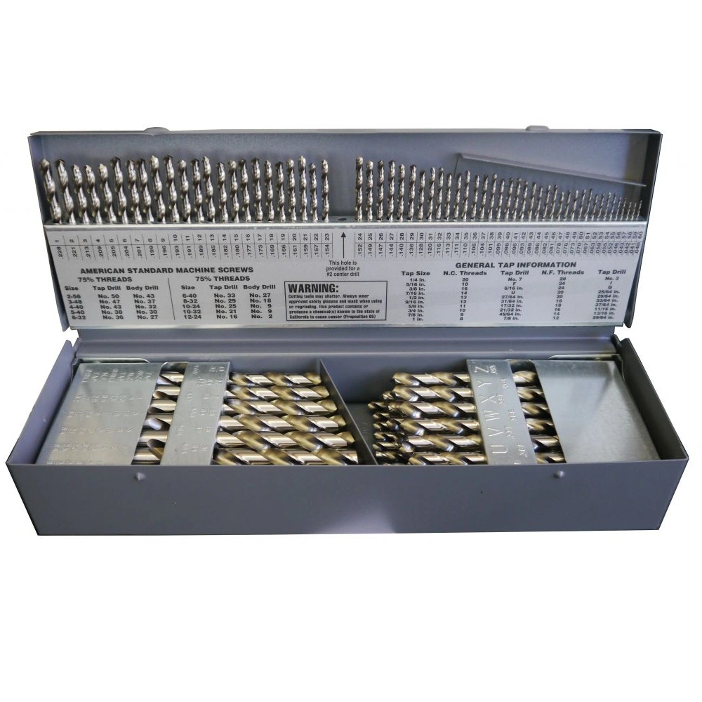 HSS Tin-Coated Cobalt Titanium Coated Steel Twist Drill Bit Set with Metal Case