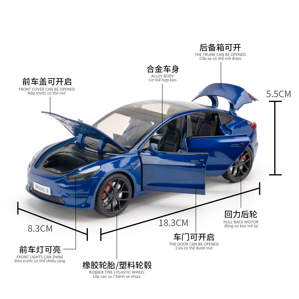 1/24 تيسلا Model3 سيارة ألوي طراز لعبة مصبوبة لـ لعب الأطفال