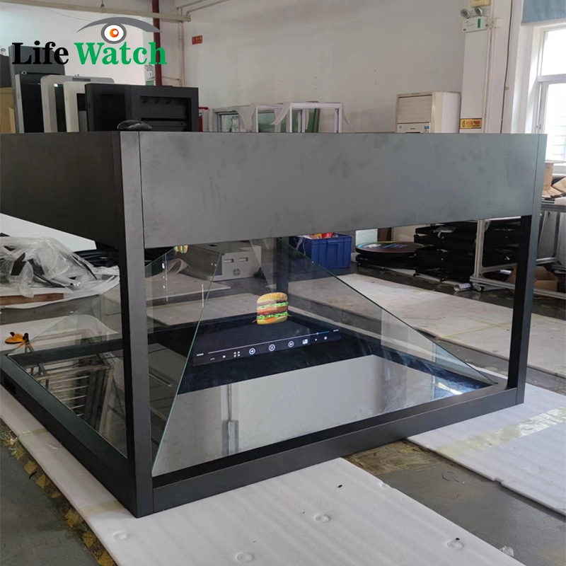 360 Degree 700mm X 700mm Pyramid Hologram LCD Display Showcase Cabinet for Jewelry Exhibition