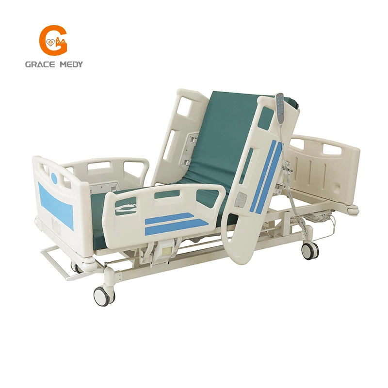 Hospital Furniture 2 3 Crank Five Functions ICU Adjustable Manual Electric Nursing Hospital Bed