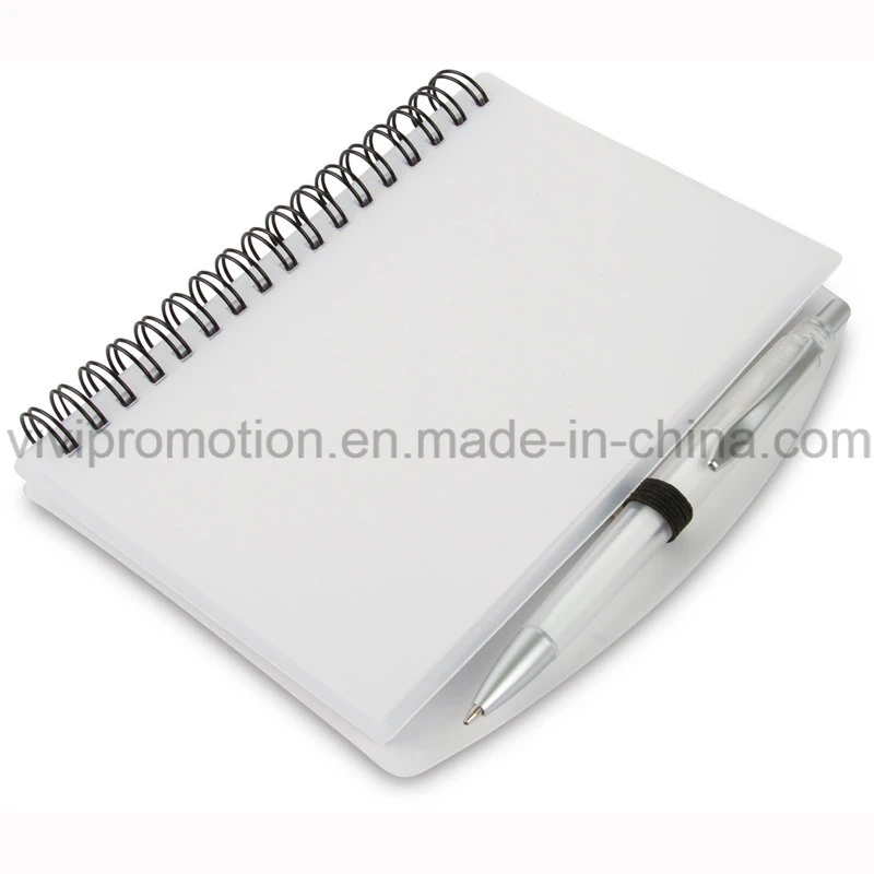 A6 PP Cover Stationery Spiral Notebook with Plastic Pen (PPN221B)