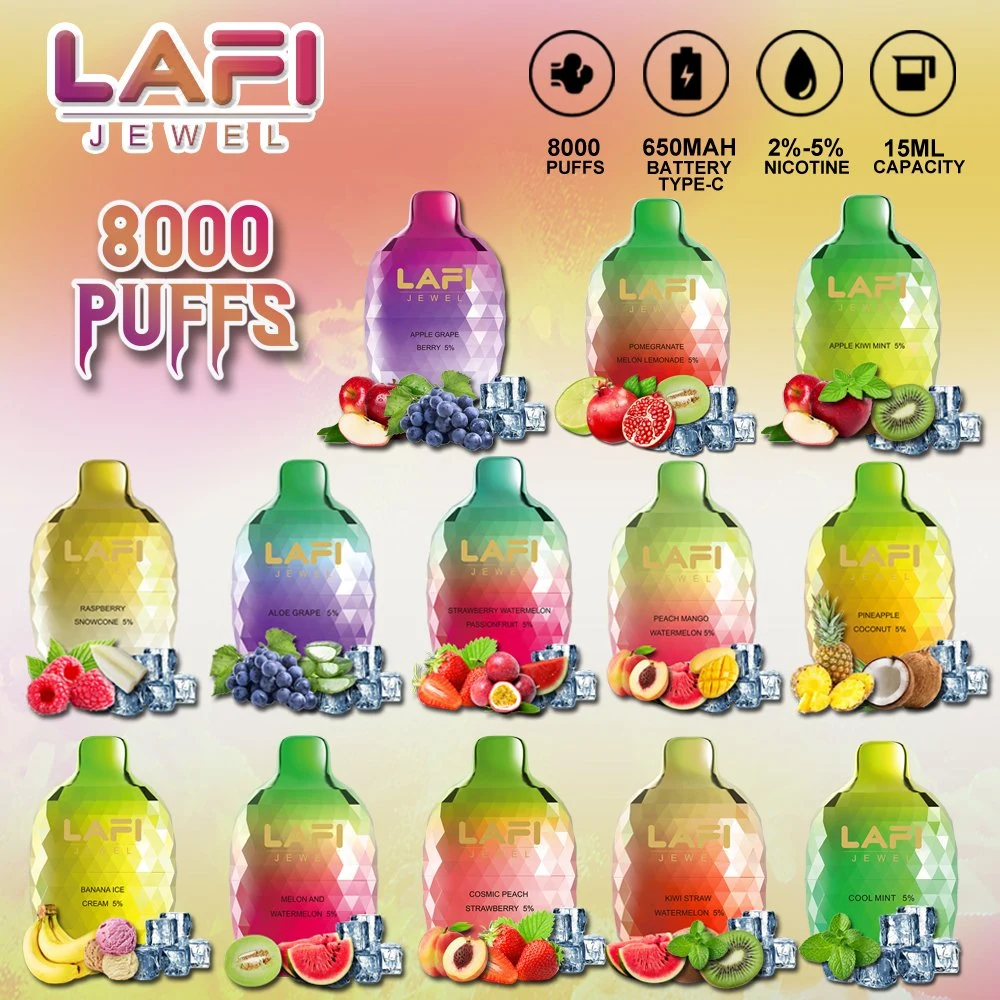 La marque originale Lafi Jewel 8000bar de bouffée de commerce de gros je Vape 15ml d'huile arômes de fruits dispositif Pod Cigarette electronique vaporisateur Pen