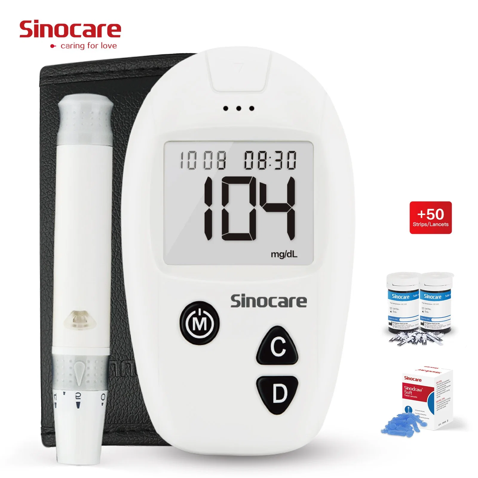 Sinocare Glucose Meter Reliable Quality Blood Glucose Meter Plus Blood Glucose Test Strips Blood Glucose Needle Set