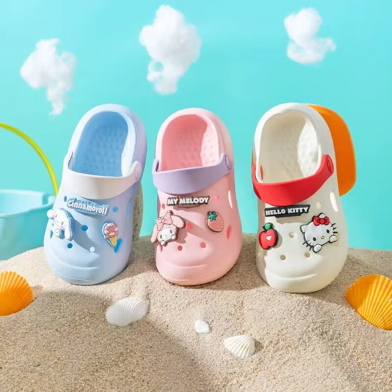 Ruunjoy Sanrio niños niñas Cartoon Zapatillas Kawaii Cute Slipper suave Zapatos para el hogar sin cordones Baby Beach Shoes EVA