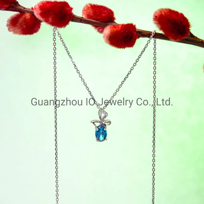 Sapphire Gemstone Jewelry Fashion Pendant Necklace 925 Sterling Silver