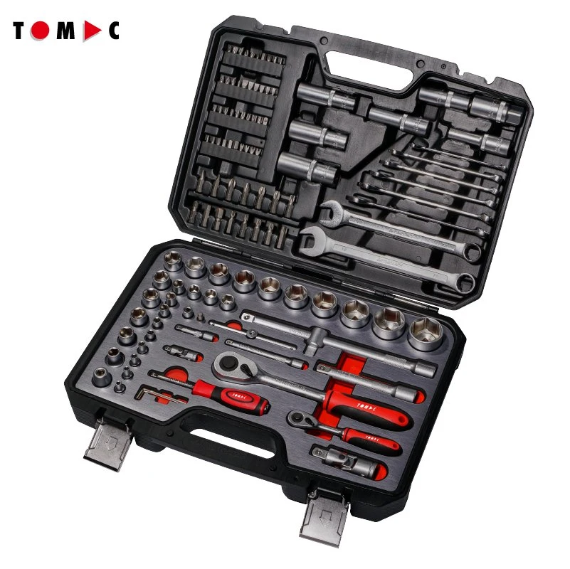 مجموعة الأدوات اليدوية لمفتاح ربط مقبس إصلاح السيارات Tomac 116PCS Professional 1/4"+1/2"