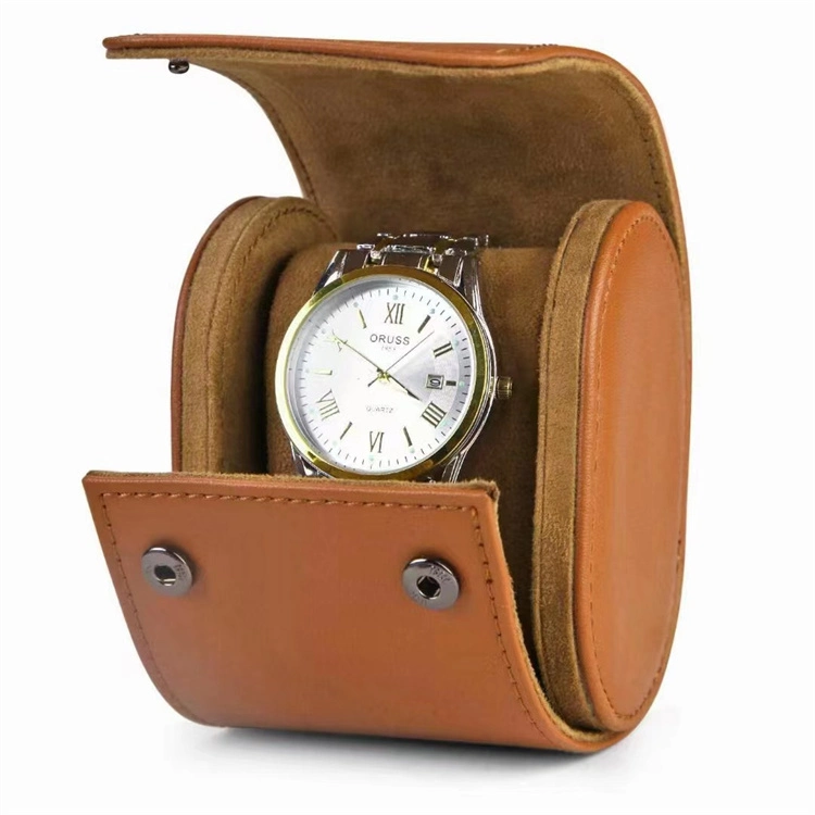Wholesale 3 Slots Round Vintage Leather Watch Gift Box Portable Travel Watch Case Box