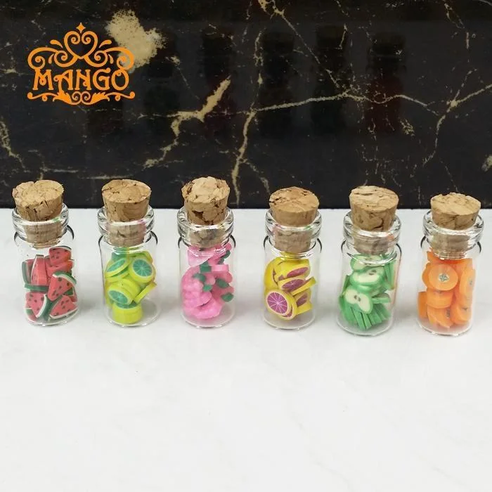 1: 12 Dollhouse Miniature Fruit Slices Storage Food Jar Glass Bottle