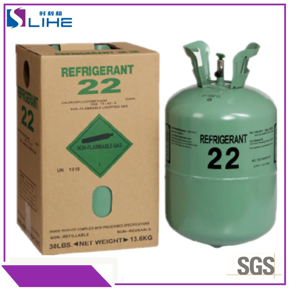 Refrigerante de gas R-22 para aire acondicionado doméstico y tanque de 13.6 kg/25 lb R22.