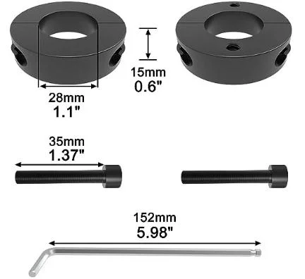 Separadores de aluminio con tornillo de sujeción de la División Única doble eje roscado Collar Silla de oficina de la herramienta de extracción