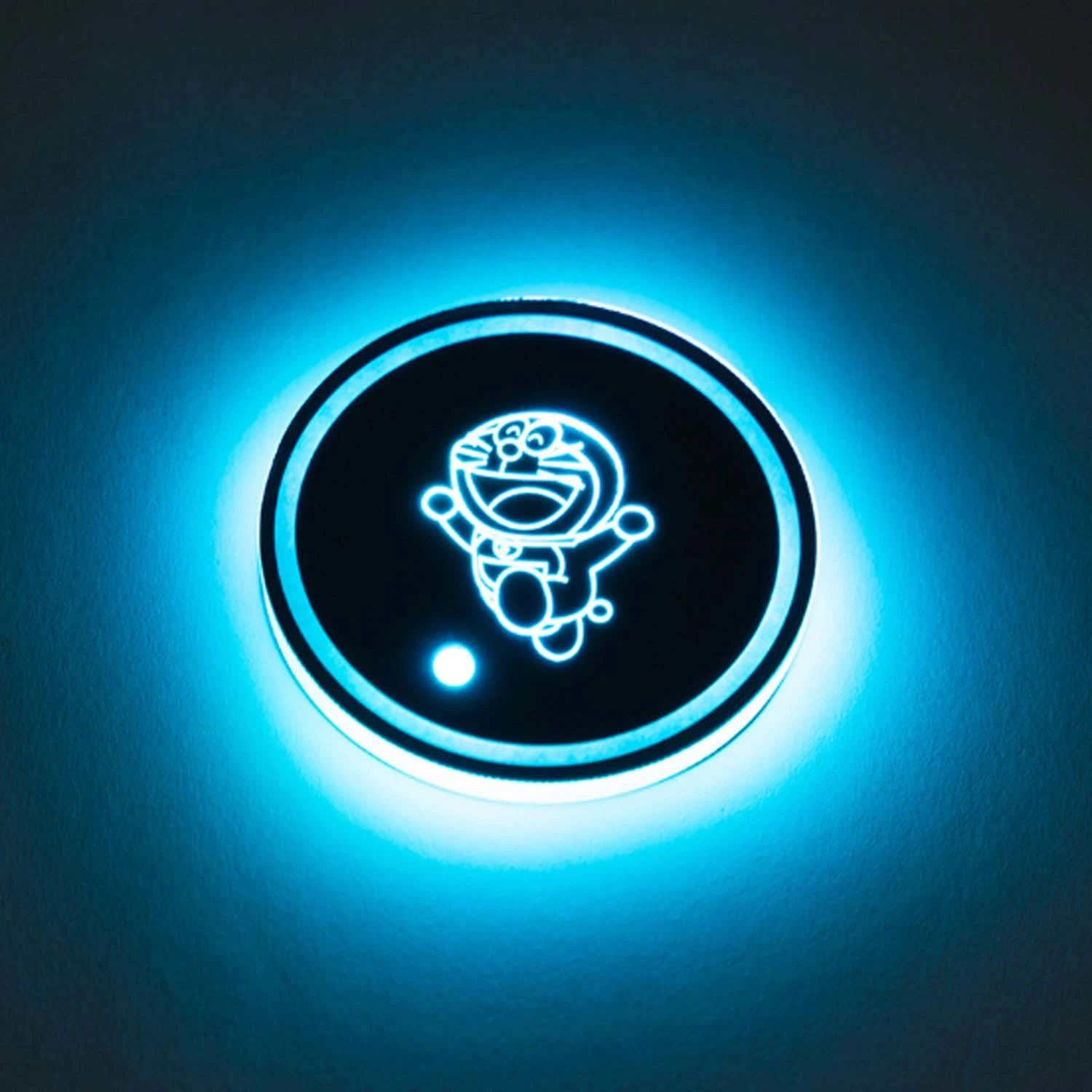 Car LED Luminous Water Cup Pad, Car Atmosphere Light, Solar USB Charging