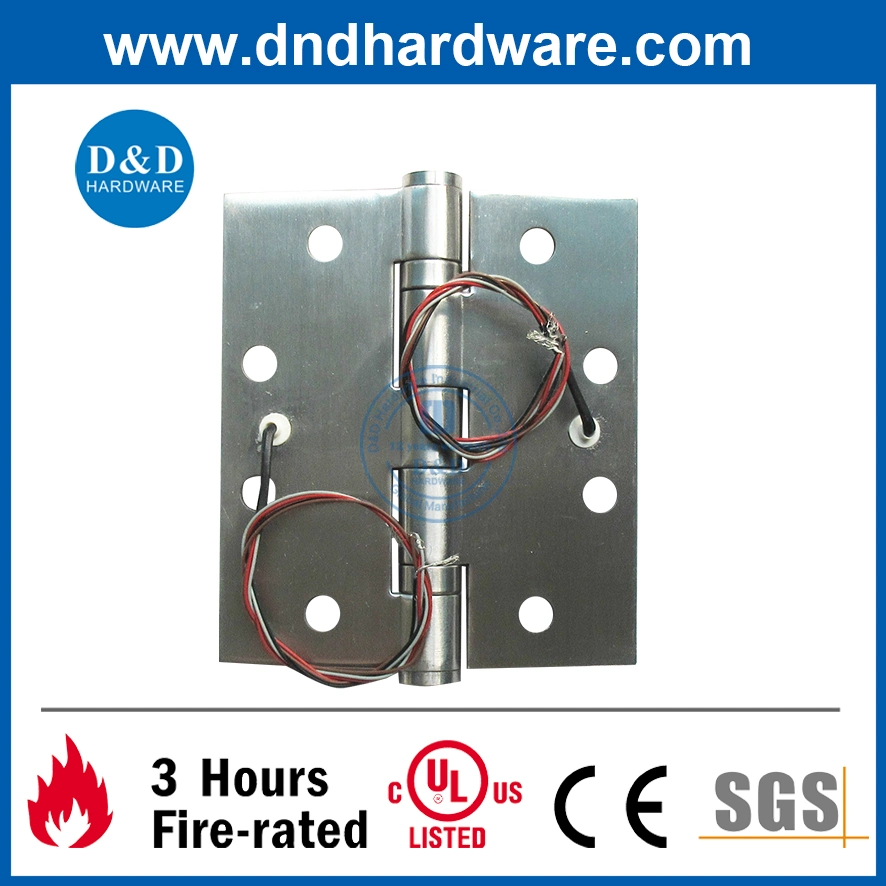 4.5 Inch Stainless Steel 304 Door Hardware Accessory Double Ball Bearing Energy Transfer Hinge Electrified Transfer Butt Hinge for Hotel Door