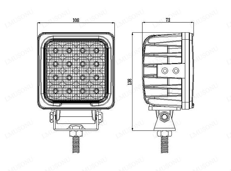 Car Light 48W 4" Square Heavy Duty LED Work Lamp