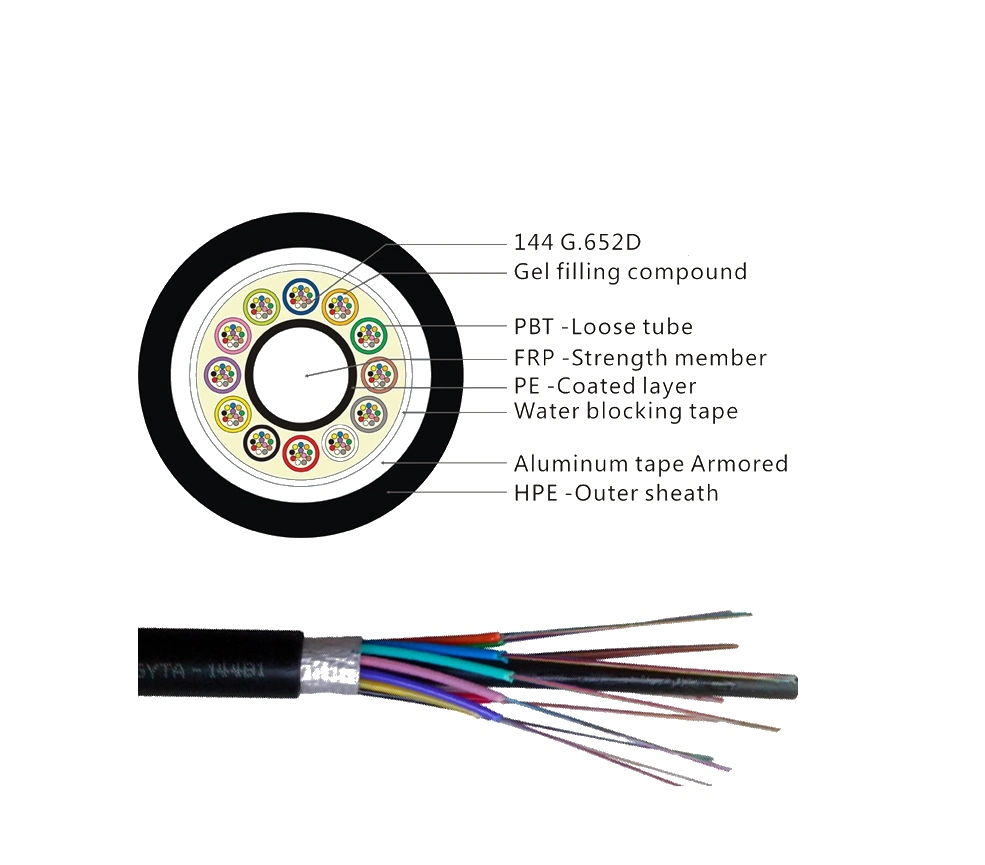 Armoured OFC 24 48 Cores GYTS Fiber Optic Cable Single Mode OS2