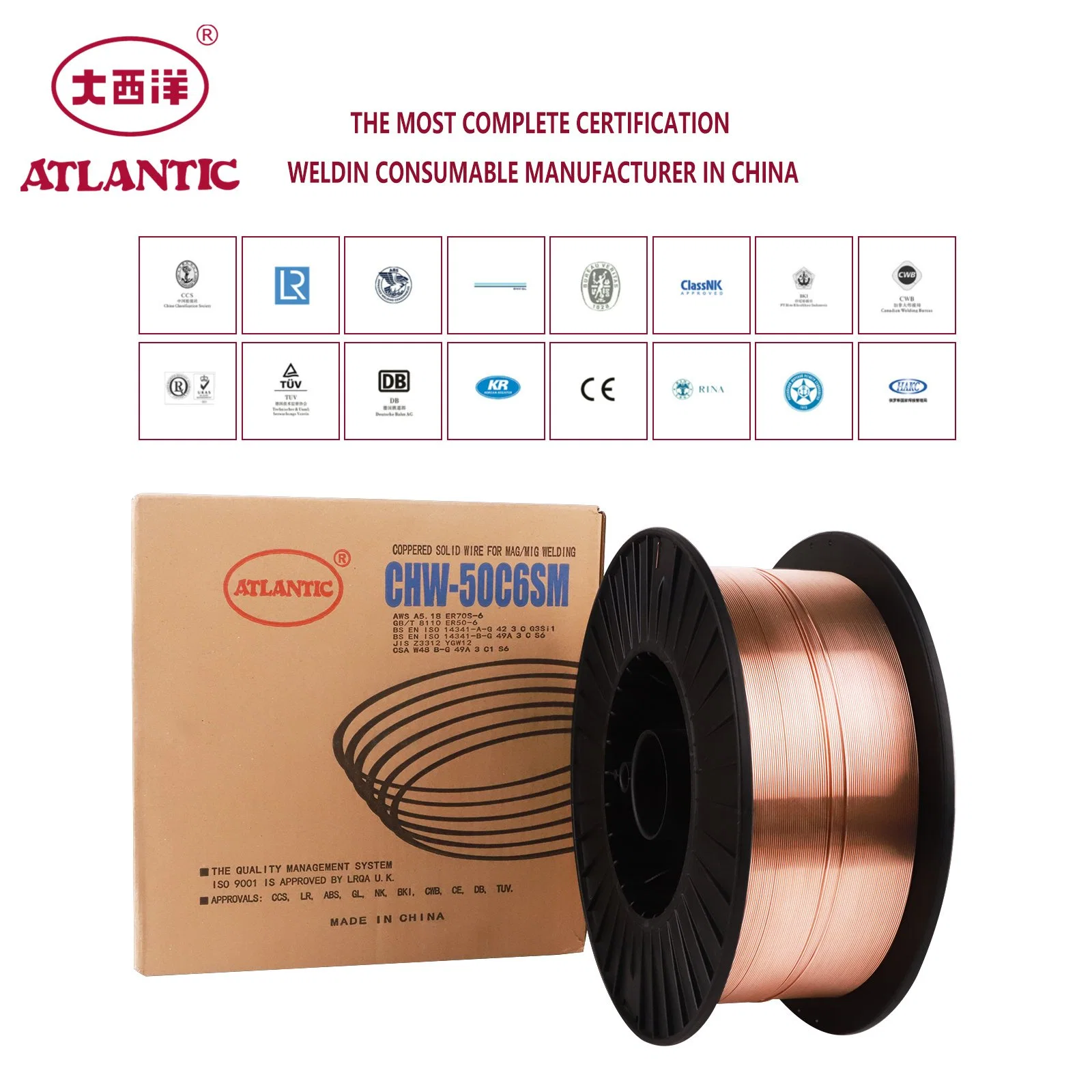 Prix de gros OEM ODM Atlantic en aluminium acier inoxydable CO2 cuivre soudure au carbure de tungstène MIG fil de soudage 0,8 mm fil de soudage Er70s-6