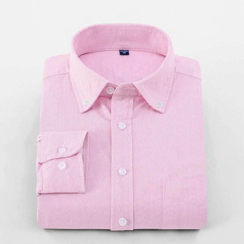 Oxford Shirts Mens High quality/High cost performance Long Sleeve Custom Cotton Office Dress Male Solid Shirt