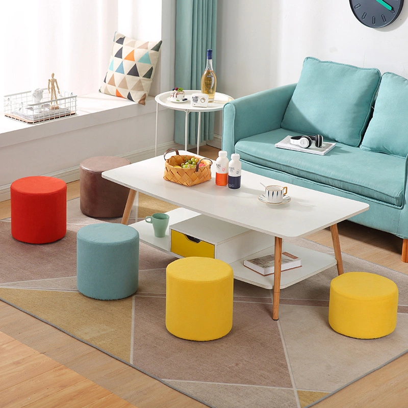 Un design moderne vente chaude velours ronde siège en tissu Meubles de salle de séjour des selles de stockage de maquillage Président pouf