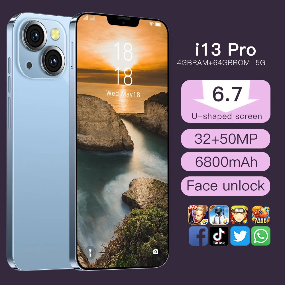 I13 PRO (A60) Telefone Móvel de Tela Cheia de Tecnologia Dual-SIM Dual-Função de Baixo Custo com Reconhecimento Facial Preço de Fábrica.