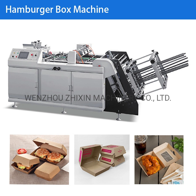 Hamburger/Burger Box, Lunch Paper Box, Kfc Popcorn Chip Box, Fast Food Box, Pizza Box, Take Away Box Making/Forming Machine, Paper Carton Box Erecting Machine