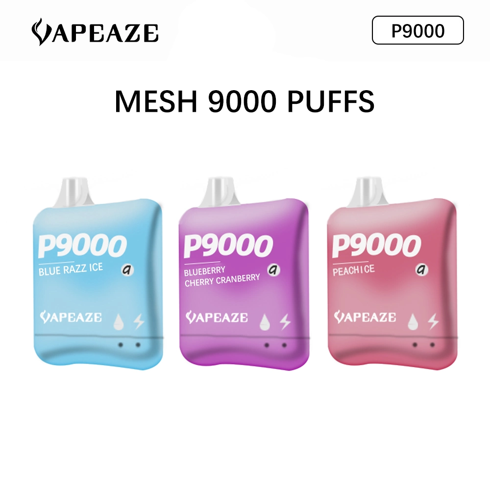 2023 Box Type Vape Pen Eco-Friendly P9000 Mesh 9000 Puffs Disposable/Chargeable Pod Box OEM vape Puff Box Rechargeable Variety of Flavors and Gradient Colors