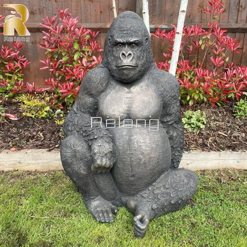 Neues Design Metall Handwerk Life Size Bronze Gorilla Statue Outdoor Dekorative Tierskulptur