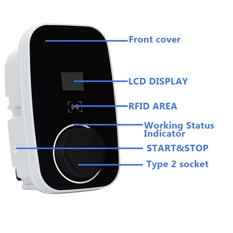 IP65 EV de 32 a la estación de carga Tipo de fase 1AC2 APP Wallbox Cargador de coche eléctrico de control