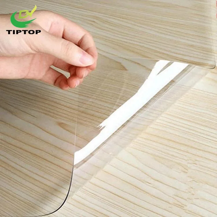 Tiptop-1 High quality/High cost performance  Protective Film Soft Plastic Super Clear Transparent PVC Film for Table Cloth