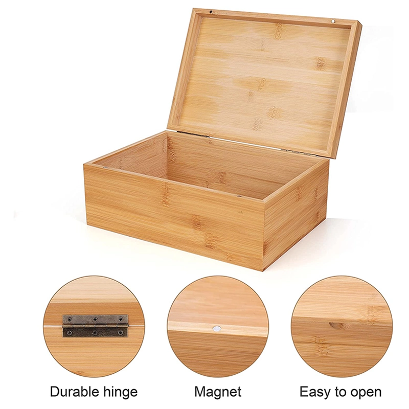 Bamboo Wooden Storage Box Natural Wooden Box for Crafts Decorative Box