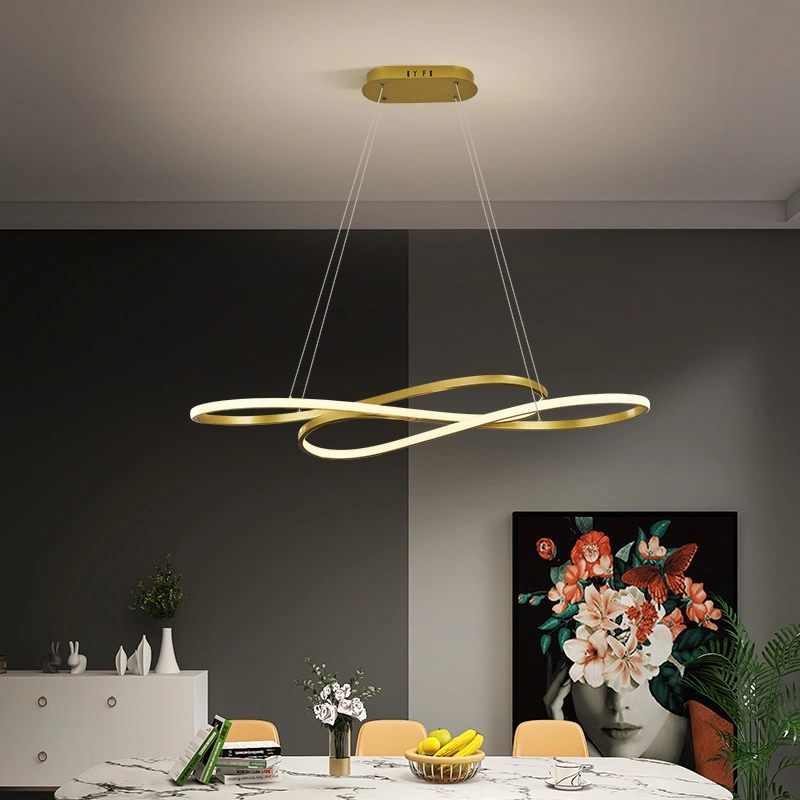 Modern Irregular LED Chandelier Light Aluminum Acrylic Ceiling Hanging Lamp Dining Room Pendant Restaurant Suspension Light