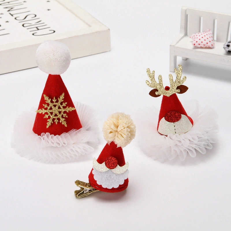 Christmas Small Hat Hair Clip Christmas Dress up Headdress Korean Wind Duckbill Hair Accessories