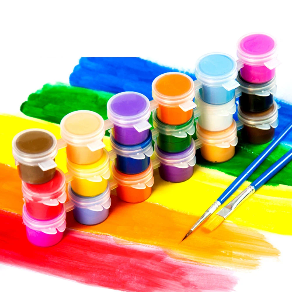 Professional Mini Cheap 3ml/5ml 6/12 PCS Strip Plastic Pots Kid Acrylic Color Paint