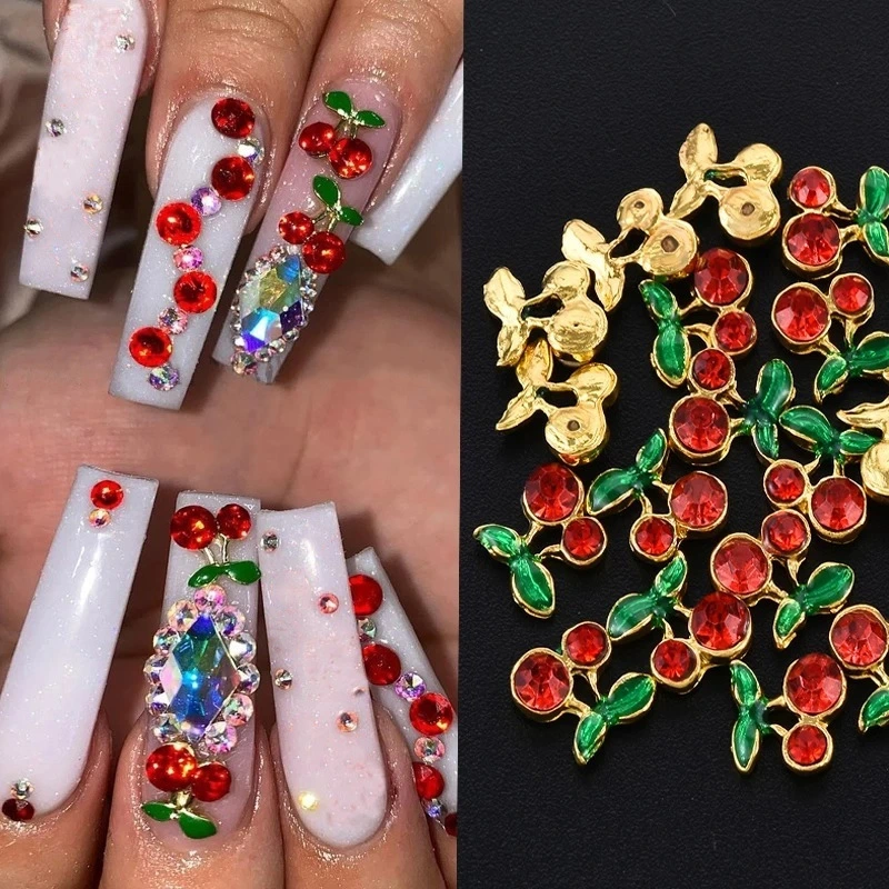 Manicure New Cherry Jewelry Three-Dimensional Rhinetone New Net Red Nail Decoration Zircon Metal Nail Decoration