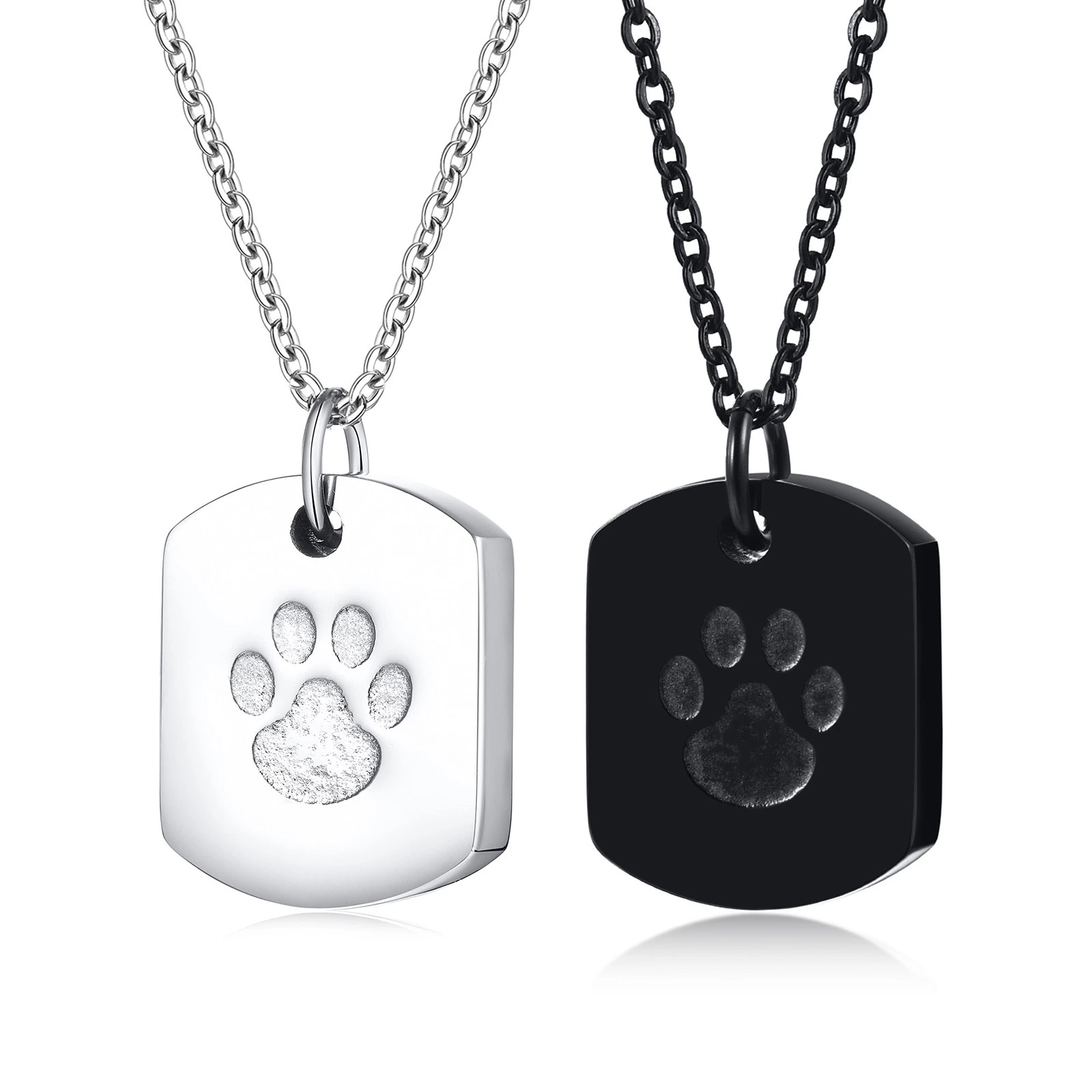 Stainless Steel Dog Paw Urn Can Be Opened Pendant Black Men's Necklace Twist Open Metal Accessories