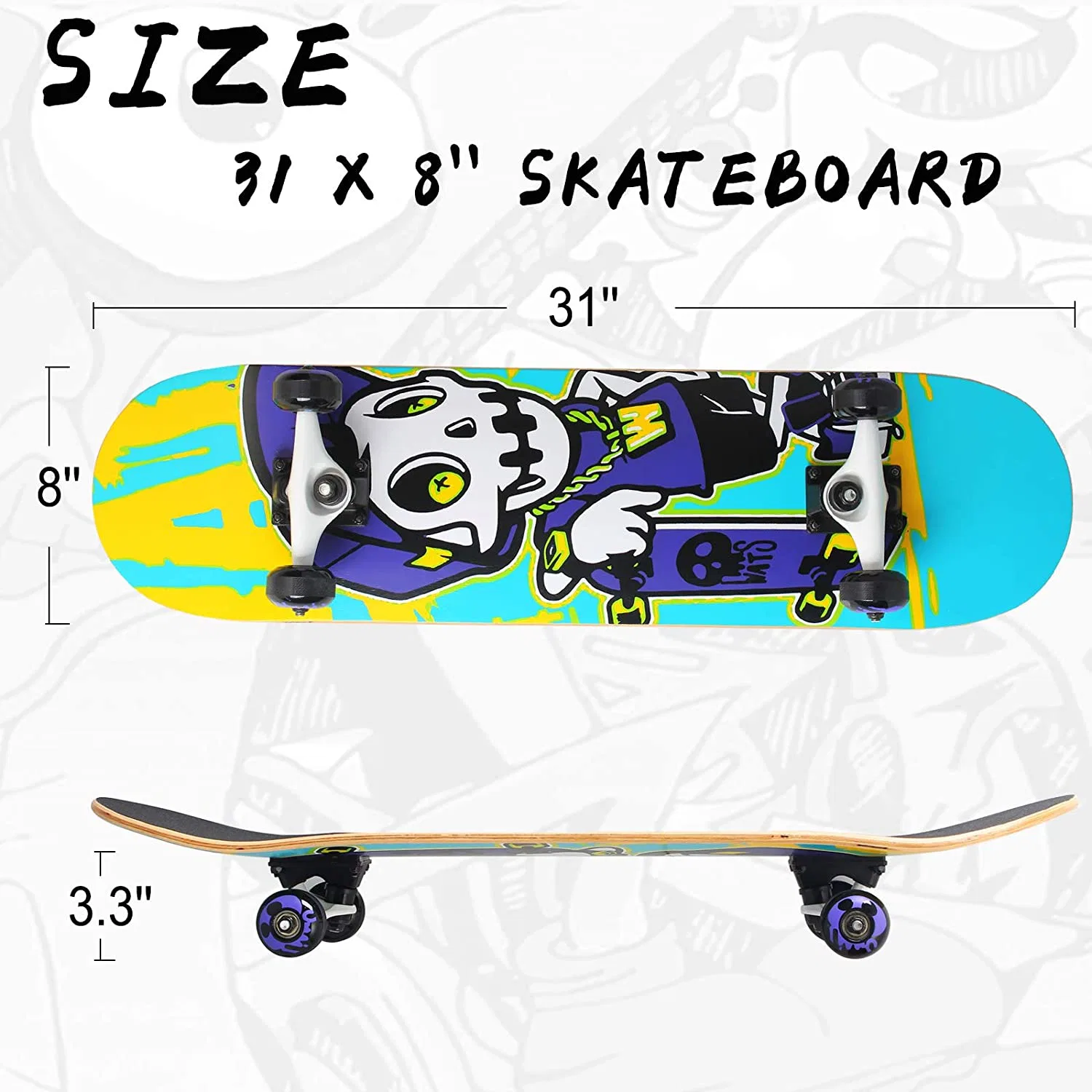 32.5" Professional Chinese/North-East Maple Wood Skateboard