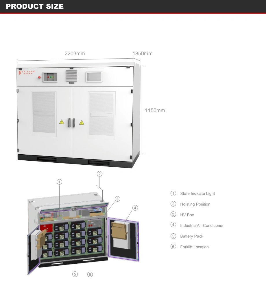 Chisage 200kwh Lithium Battery Outdoor Solar Energy Storage System Cabinet