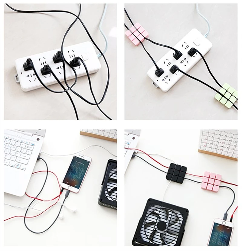 Arrumação de secretária em silicone para secretária em silicone Organizador de cabo USB