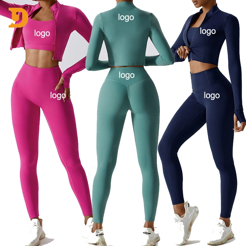 Djmc mujeres sujetador deportivo Top de color sólido transpirable leggings de gimnasio Entrenamiento de fitness conjunto de yoga para mujer Sportswear