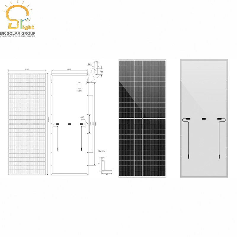 BR Panel Solar 200W 350W 400 Watts 550W todo Negro Mejor potencia Mayorista/Proveedor de películas delgadas Media celda Paneles 550W sistema